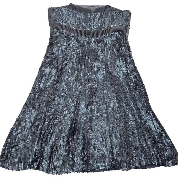 Badgley Mischka Dress Womens 4‎ Blue Sequin Mini Strapless Vintage Cocktail Silk - Picture 2 of 7